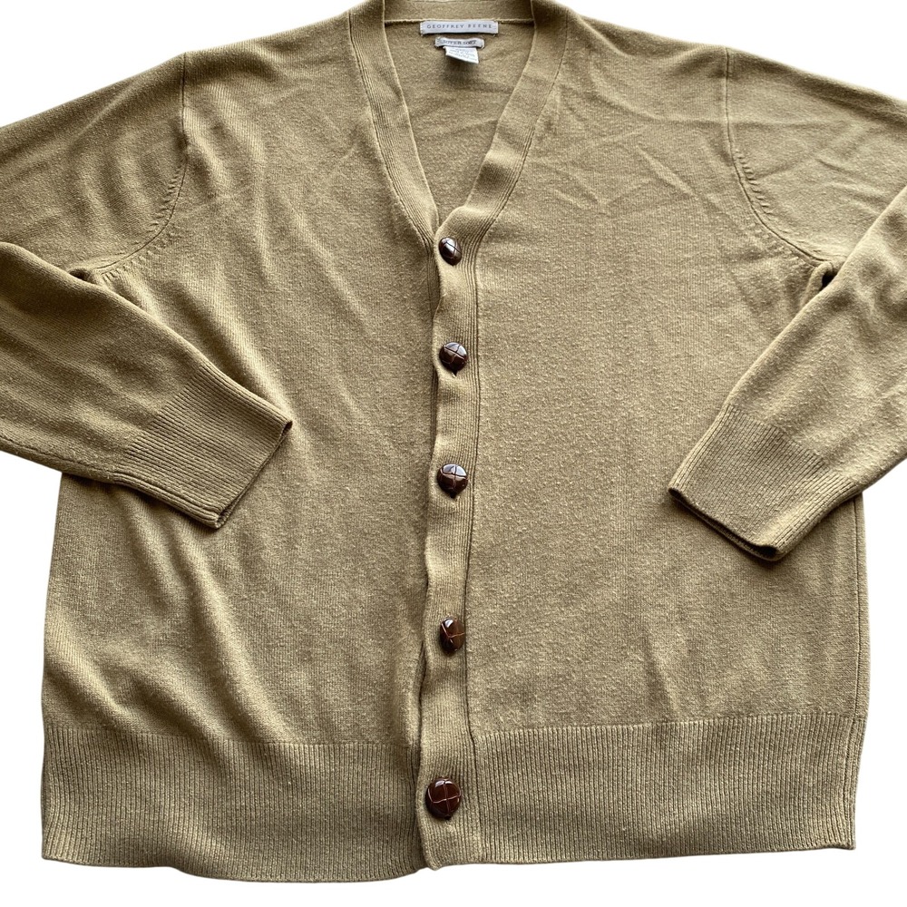 Geoffrey Beene Long Sleeve Sweater Super Soft Men's‎ Small V-Neck Button Acrylic